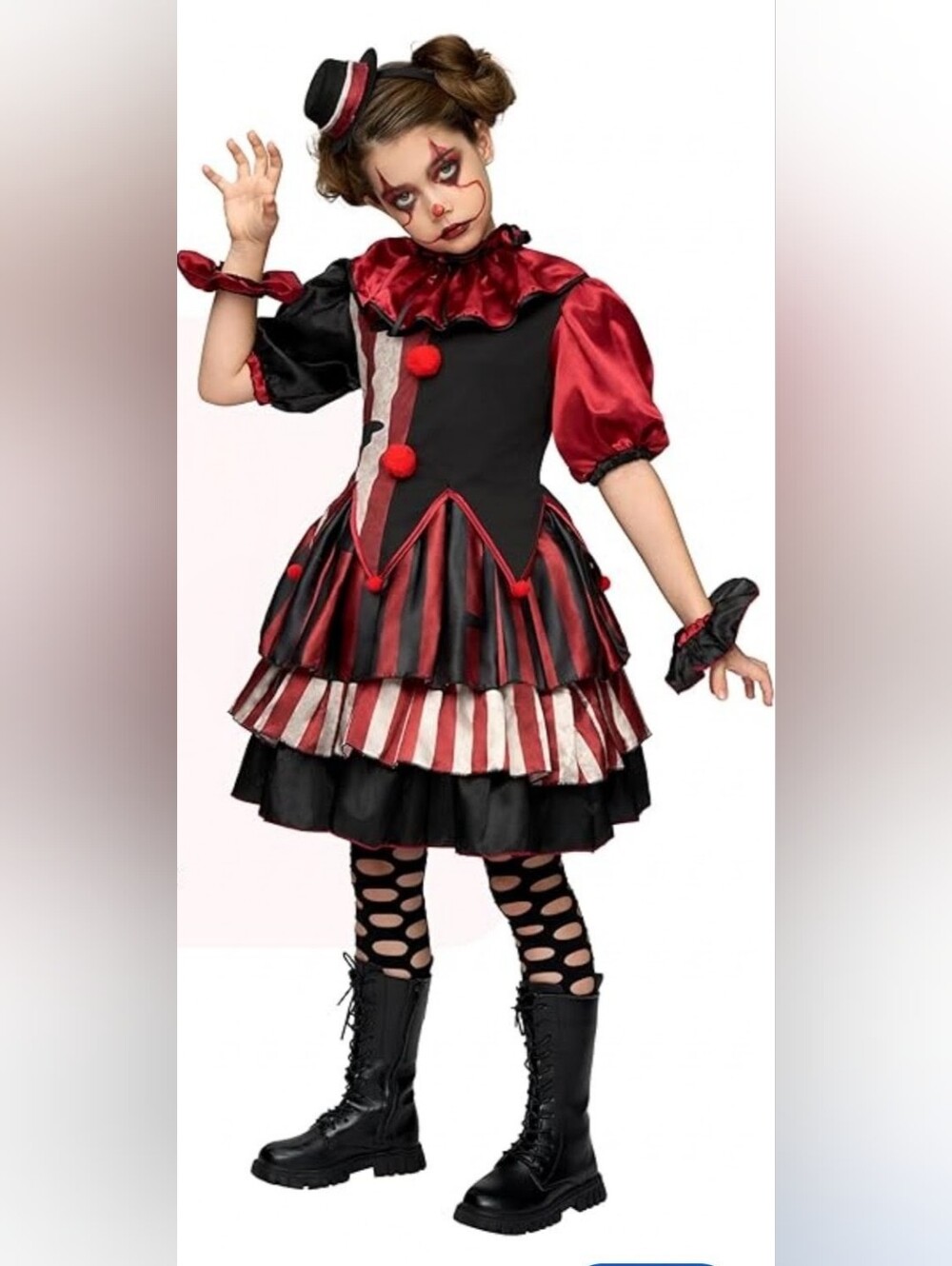 Red and Black Creepy Clown Girls' Costume - Kids Costume